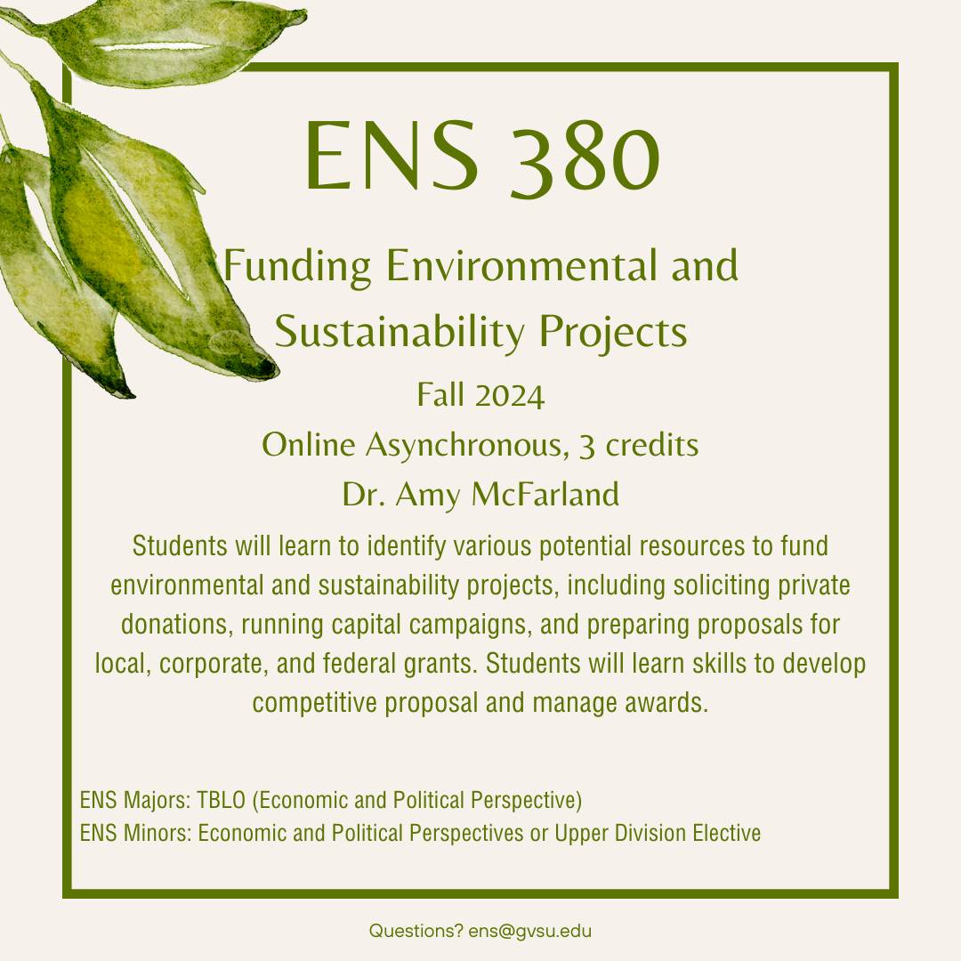 ENS 380.01 - Funding Environmental and Sustainability Projects (Fall 2024)